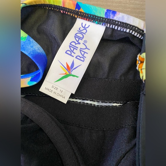 Paradise Bay UW Bra Tankini Women’s Size 12 Watercolors Swim Adjustable Straps - Picture 2 of 8